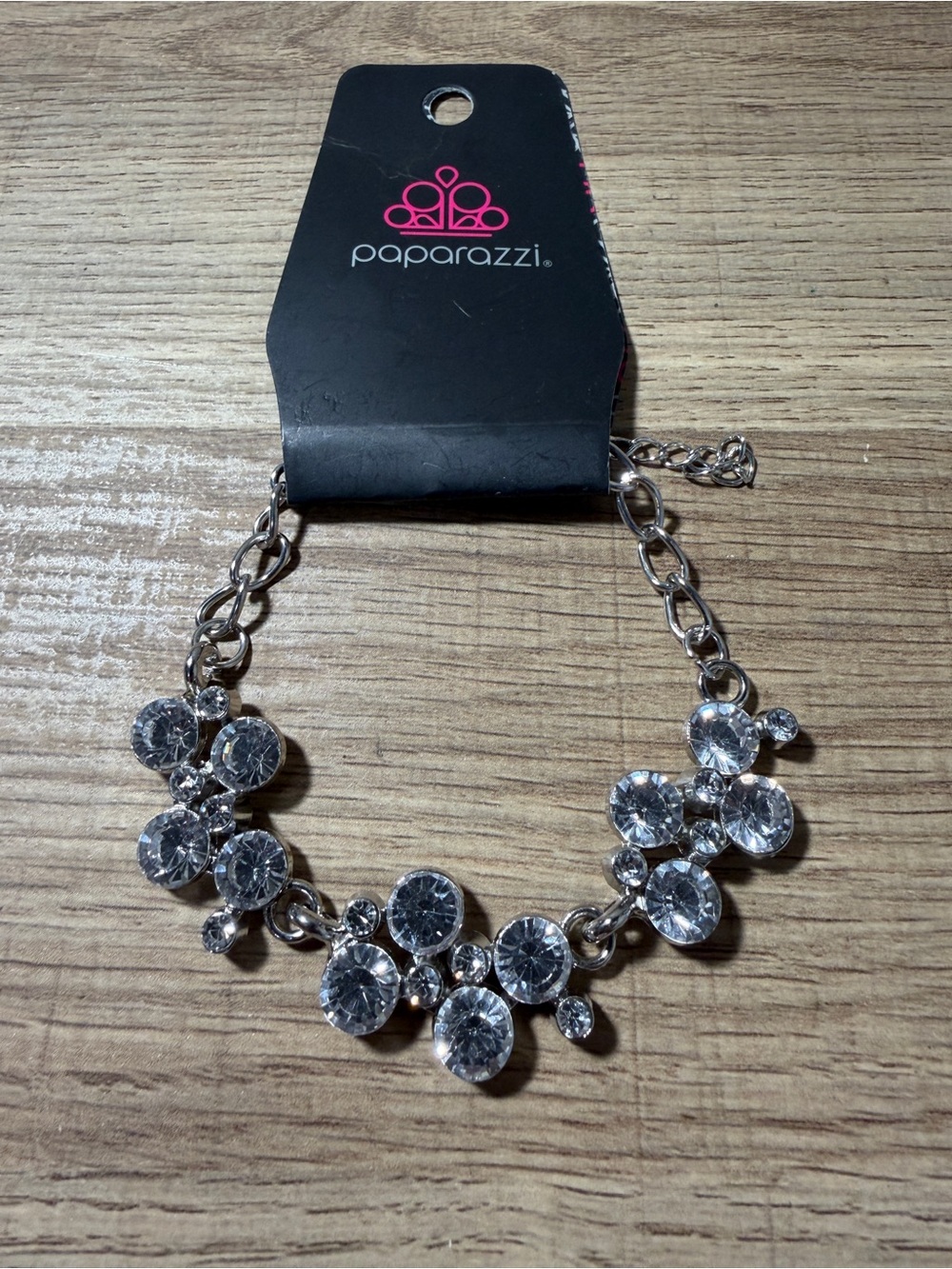 Paparazzi Silver Crystal Cluster Necklace - Clear